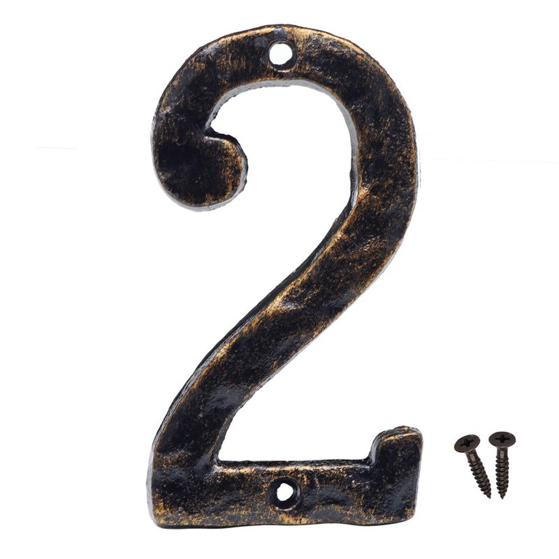 MGTECH House Number 2, 5.5 Inch Rustic Cast Iron Address Numbers, Bronze - Image 1